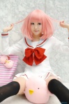 berry_berry cosplay dress pantyhose pink_hair sailor_uniform school_uniform thighhighs tsugihagi_mishin yukinohara_kurumi zettai_ryouiki rating:Safe score:2 user:nil!