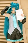 aqua_hair cosplay default_costume detached_sleeves hatsune_miku headset hina pleated_skirt skirt tie twintails vocaloid rating:Safe score:1 user:nil!