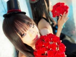 akiyama_mio bouquet cosplay gown kipi k-on! mirror one_elbow_glove striped top_hat rating:Safe score:0 user:nil!