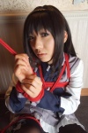 akemi_homura blouse bound cosplay hairband hanamura_misaki pantyhose pleated_skirt puella_magi_madoka_magica rope skirt rating:Safe score:1 user:nil!
