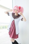 aisu cosplay kneesocks pink_hair pleated_skirt school_uniform skirt twintails yoshikawa_chinatsu yuruyuri rating:Safe score:1 user:pixymisa