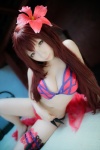 bed bikini cleavage cosplay fate/grand_order knives purple_hair saku sarong scathach_(fate/grand_order) shadow_queen side-tie_bikini swimsuit rating:Safe score:0 user:nil!