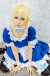 apron blonde_hair choker cosplay cuffs fate/hollow_ataraxia fate/series hairband maid maid_uniform ribbons saber seri thighhighs zettai_ryouiki rating:Safe score:0 user:pixymisa