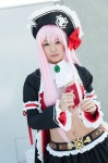 armbands bow bra captain_liliana collar cosplay itsuki_akira miniskirt overcoat pink_hair pirate_hat queen's_blade_rebellion skirt rating:Safe score:1 user:pixymisa