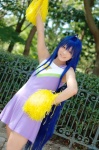 ahoge blue_hair cheerleader_uniform cosplay dress izumi_konata lucky_star pom_poms rin rating:Safe score:0 user:nil!
