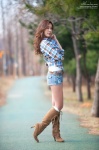 blouse boots denim high_heels hwang_in-ji shorts rating:Safe score:0 user:mock