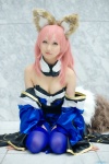 animal_ears caster cleavage cosplay detached_sleeves dress fate/extra fate/series fox_ears fox_tail pink_hair seri thighhighs rating:Safe score:1 user:pixymisa