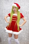 crinoline dress green_hair hair_clips santa_costume stocking_cap thighhighs yae_maiko zettai_ryouiki rating:Safe score:1 user:pixymisa