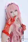 cinnamon_roll_(vocaloid) corset cosplay gloves hairband hisyou megurine_luka pink_hair vocaloid rating:Safe score:0 user:nil!
