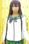 ashiya_noriko busujima_saeko busujima_saeko_no_eroi_toko cosplay highschool_of_the_dead pleated_skirt purple_hair sailor_uniform school_uniform skirt rating:Safe score:1 user:nil!