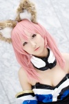 animal_ears caster cleavage cosplay detached_sleeves dress fate/extra fate/series fox_ears pink_hair seri rating:Safe score:1 user:pixymisa