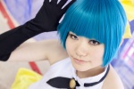 blue_hair cosplay crossover_tie elbow_gloves gloves hairbow katanaka_shiina kazuki_mai magical_emi mahou_no_star_magical_emi sleeveless_blouse rating:Safe score:0 user:pixymisa