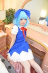 blouse blue_hair cirno cosplay hairbow jumper shizuku touhou rating:Safe score:2 user:nil!