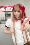 blonde_hair cosplay gym_uniform hairbows mayoi_neko_overrun! otsu serizawa_fumino shorts translated tshirt rating:Safe score:0 user:nil!