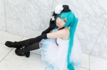 aqua_eyes aqua_hair cosplay dress elbow_gloves flower gloves hatsune_miku necklace petticoat thighhighs top_hat twintails vocaloid yuni_(ii) rating:Safe score:2 user:pixymisa