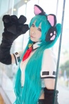 animal_ears aqua_hair blouse cat_ears cosplay ear_muffs gloves hatsune_miku miiko project_diva suspenders trousers twintails vocaloid rating:Safe score:1 user:nil!