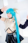 aqua_hair cosplay croptop detached_sleeves hairbow hatsune_miku mashiro_yuki pleated_skirt ponytail project_diva skirt vocaloid rating:Safe score:0 user:nil!