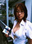 blouse books bra cleavage glasses miniskirt open_clothes skirt tashiro_sayaka rating:Safe score:2 user:nil!
