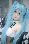 aqua_hair bekkouame cosplay dress elbow_gloves gloves hatsune_miku headset see-through tagme_song twintails vocaloid rating:Safe score:1 user:nil!