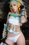 armor barioth_(armor) bikini blonde_hair cleavage cosplay gauntlets hairband monster_hunter monster_hunter_frontier non_(ii) swimsuit rating:Safe score:3 user:nil!