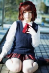 amami_haruka blouse cosplay hair_ribbons hana_(iii) idolmaster kneesocks pleated_skirt ribbon_tie skirt sweater rating:Safe score:0 user:pixymisa