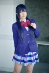 blazer blouse blue_hair cosplay love_live!_school_idol_project narihara_riku pleated_skirt school_uniform skirt sonoda_umi rating:Safe score:1 user:nil!