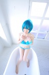aqua_hair barefoot bathroom bathtub bikini colorful_pop_star!! cosplay haruka hatsune_miku ponytail swimsuit vocaloid rating:Safe score:0 user:nil!