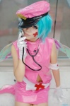 asakura_irori blue_hair boots cosplay dress gloves hat megami_tensei nurse nurse_uniform persona persona_2 stethoscope trish wings rating:Safe score:1 user:nil!