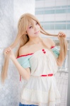 asuna_(sao) blonde_hair blouse braid cosplay miniskirt neko skirt sword_art_online rating:Safe score:0 user:pixymisa