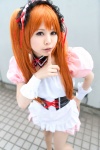 apron asahina_mikuru corset cosplay dress hairband orange_hair pantyhose sheer_legwear suzumiya_haruhi_no_yuuutsu tsukikage_yayoi waitress waitress_uniform rating:Safe score:3 user:nil!