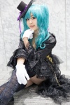 aqua_hair corset cosplay dress gloves hatsune_miku hiyoko skirt_train thighhighs top_hat twintails veil vocaloid zettai_ryouiki rating:Safe score:0 user:pixymisa