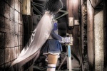 blue_hair cape cosplay detached_sleeves eko gloves miki_sayaka miniskirt puella_magi_madoka_magica skirt sword thighhighs zettai_ryouiki rating:Safe score:0 user:pixymisa
