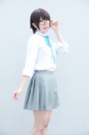 blouse cosplay glasses k-on! looking_over_glasses manabe_nodoka noko pleated_skirt ribbon_tie school_uniform skirt rating:Safe score:0 user:pixymisa