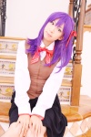 blouse cosplay fate/series fate/stay_night hair_ribbons matou_sakura purple_hair sachi_budou school_uniform skirt vest rating:Safe score:0 user:nil!