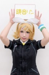 blonde_hair blouse cosplay familymart hairband hair_clips kagamine_rin tie vocaloid yu rating:Safe score:1 user:nil!