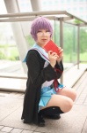 cardigan cosplay glasses kneesocks nagato_yuki pleated_skirt purple_hair sailor_uniform school_uniform shiki skirt suzumiya_haruhi_no_yuuutsu rating:Safe score:0 user:nil!