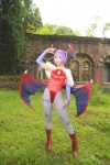 bodysuit boots cosplay elbow_gloves fingerless_gloves gloves head_wings kouda_ema lilimania lilith_aensland pantyhose purple_hair vampire_(game) wings rating:Safe score:2 user:nil!