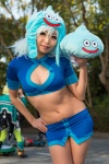 akiton cleavage cosplay croptop dragon_quest hat keyhole microskirt plushie skirt slime_(dragon_quest) white_hair rating:Safe score:0 user:pixymisa