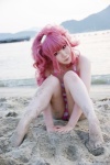 anya_alstreim beach code_geass cosplay croptop hairband ocean panties pink_hair striped tatsuki rating:Safe score:2 user:nil!