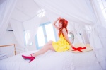 bed choker cosplay dress hair_pods mashiro_yuki neon_genesis_evangelion pantyhose red_hair sheer_legwear soryu_asuka_langley twintails rating:Safe score:0 user:nil!