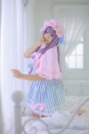 barefoot bed capelet cosplay dress enako hat patchouli_knowledge purple_hair touhou rating:Safe score:0 user:nil!