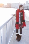 blouse boots ear_muffs jacket miniskirt oriyama_miyu pantyhose scarf skirt tshirt rating:Safe score:0 user:nil!