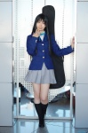 akiyama_mio aya blazer blouse cosplay instrument_case kneesocks k-on! pleated_skirt school_uniform skirt rating:Safe score:2 user:nil!