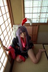 animal_ears barefoot bunny_ears cosplay enako purple_hair reisen_udongein_inaba robe touhou rating:Safe score:0 user:nil!