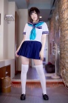 blouse minatsuki_naru pleated_skirt sailor_uniform scarf_tie school_uniform skirt thighhighs zettai_ryouiki rating:Safe score:4 user:pixymisa