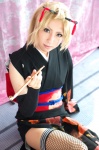 blonde_hair boots cosplay fishnet_stockings gintama kimono kon thighhighs tsukuyo rating:Safe score:1 user:nil!