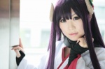 cosplay haori horns inu_boku_secret_service purple_eyes purple_hair shii shirakiin_ririchiyo rating:Safe score:2 user:pixymisa