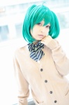 blouse bowtie cardigan cosplay green_hair macross macross_frontier ranka_lee red_eyes sakuya_mikoto twintails rating:Safe score:0 user:pixymisa