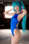 blue_hair cosplay hatsune_miku necoco one-piece_swimsuit swimsuit twintails vocaloid void_necoco rating:Safe score:2 user:nil!