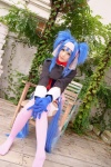 blue_hair buyara cosplay garter_belt gloves hair_ribbons headband jumper klan_klein macross macross_frontier military_uniform thighhighs twintails rating:Safe score:0 user:nil!